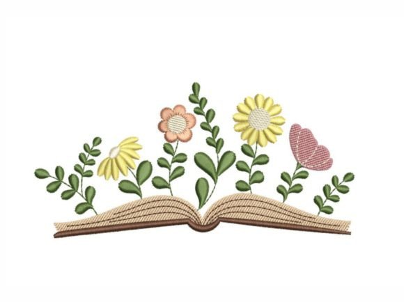 Floral Book Embroidery Design