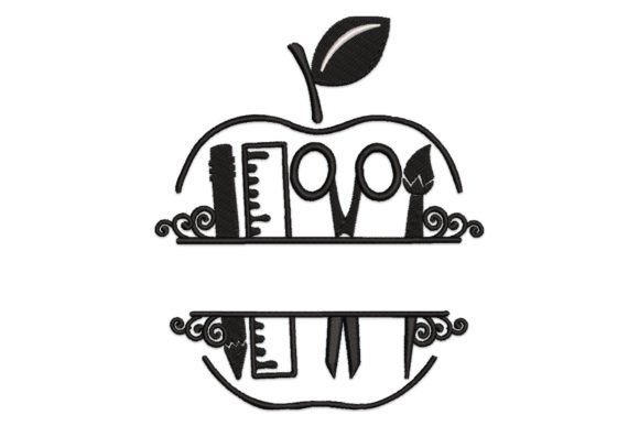 School Teacher Apple Split Monogram